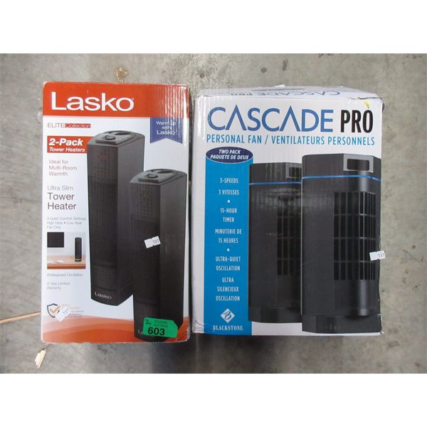 Cascade Box Fans 1 Lasko & 1 Cascade Pro Personal Fan Twin Pack