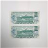 Image 2 : 2 Consecutive Numbered1973 Canadian 1 Dollar Notes