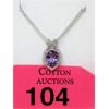Image 1 : 1.75 CT Amethyst & Diamond Sterling Silver Pendant