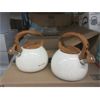 Image 1 : 2 New 3 Litre Metal Stove Top Kettles - Beige Speckle
