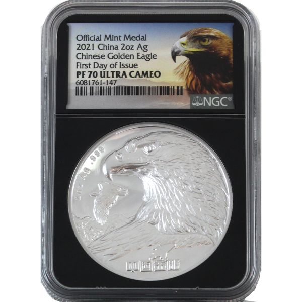 China Silver 2021 Chinese Golden Eagle NGC PF70 Ultra Cameo. *First Day Of Issue*  (Tax Exempt)  