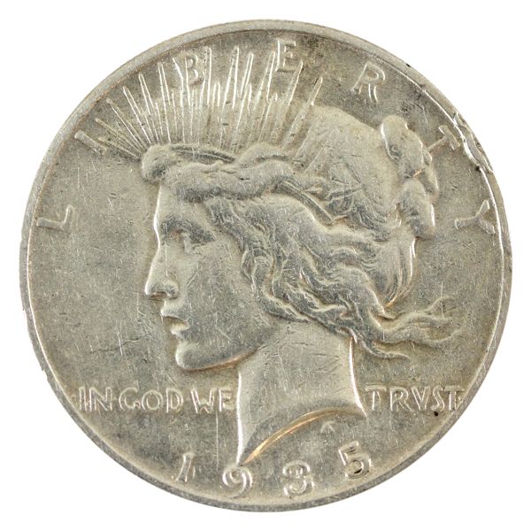 USA Silver 1935S Peace Dollar VG-F (Nicks)