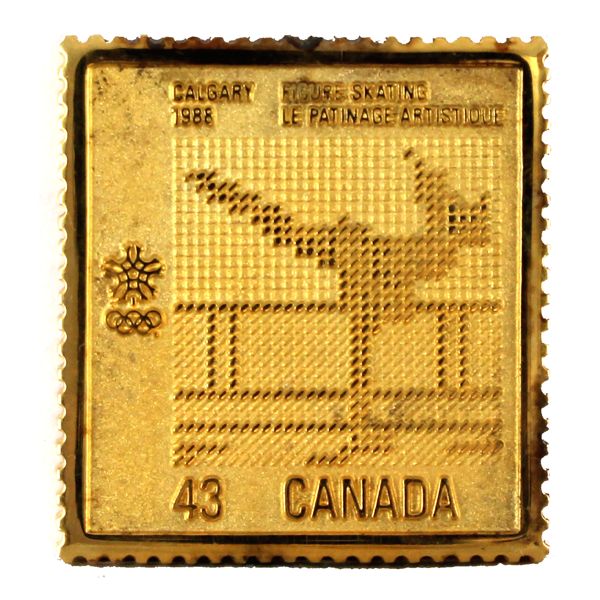 Canada 1988 Silver Calgary Olympics - Figure Skating Stamp Replica Coin & Stamp. 