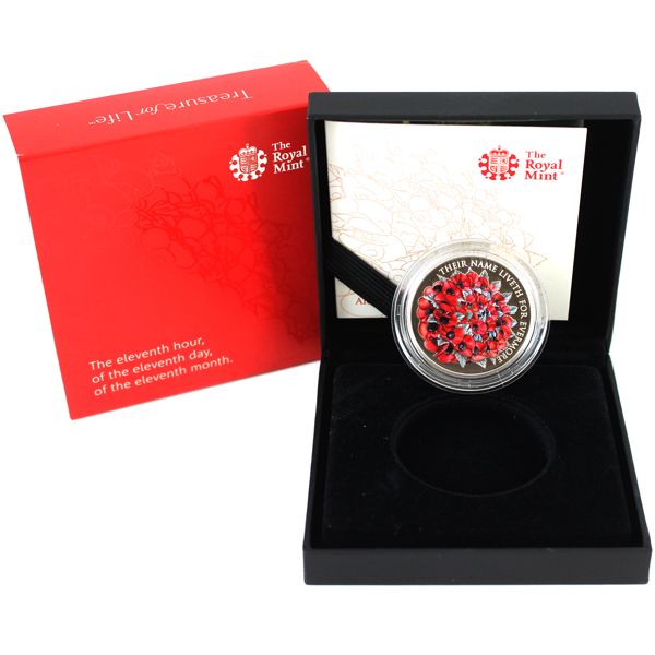United Kingdom 2016 5 Pound The Remembrance Day Alderney Silver Proof Coin. 