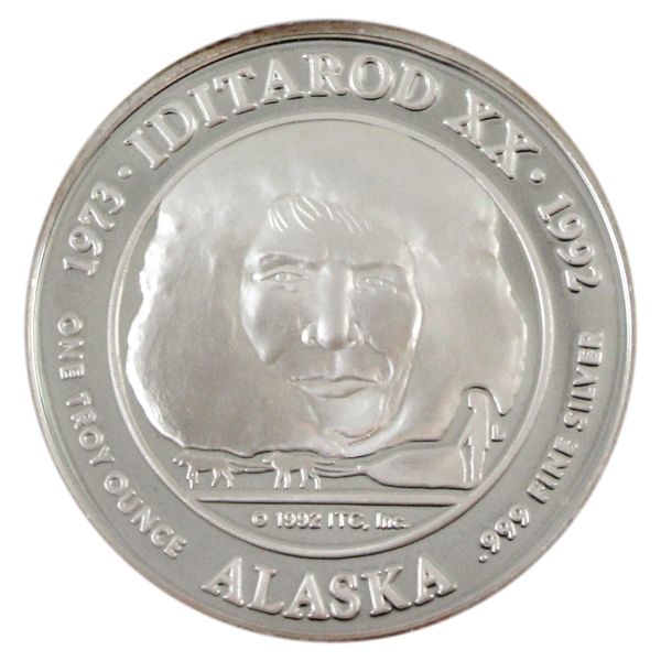 Alaska 1973 Iditarod Sled Dog Race - The Last Great Race On Earth Silver Round. (Tax Exempt) 