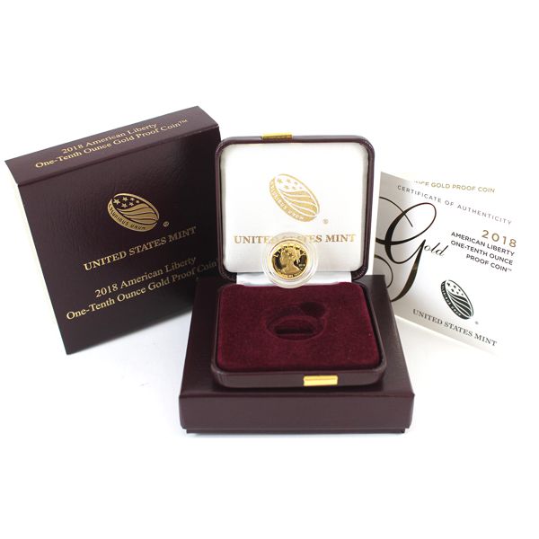 USA Gold 2018 $10 American Liberty Gold Proof Coin w/ COA and Original Box. (Tax Exempt)