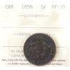 Image 1 : 1-cent 1858 ICCS VF20 