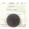 Image 1 : 1-cent 1890H ICCS MS62 Trace Red 