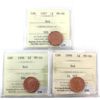 Image 1 : 1-cent 1997, 1998 & 1999 ICCS MS66 Red. 3pcs. 