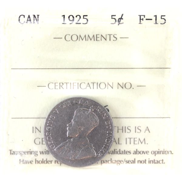 5-cent 1925 ICCS F15