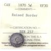 Image 1 : 5-cent 1870 Raised Border ICCS VF30