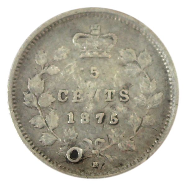 5-cent 1875H Small Date VF (Impaired)