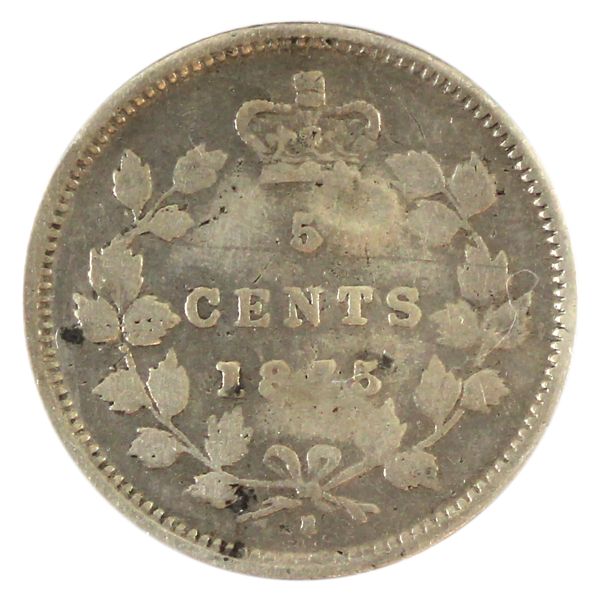 5-cent 1875H Small Date F (Impaired)