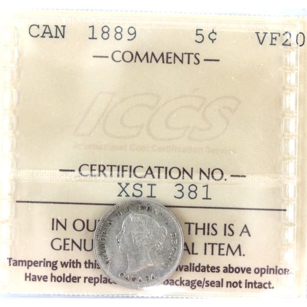 5-cent 1889 ICCS VF20 