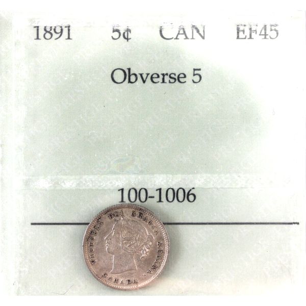 5-cent 1891 Obverse 5 Prestige EF45