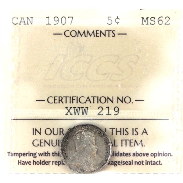 5-cent 1907 ICCS MS62 