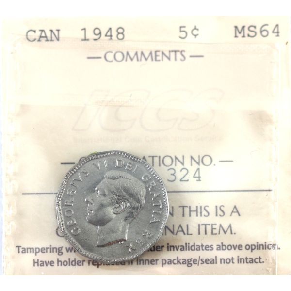 5-cent 1948 ICCS MS64 