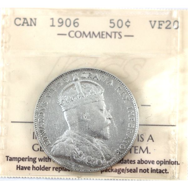 50-cent 1906 ICCS VF20 