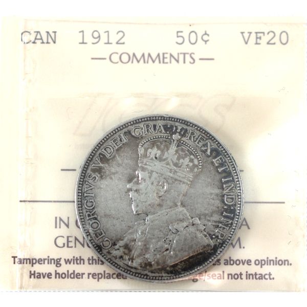 50-cent 1912 ICCS VF20 