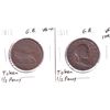 Image 1 : Great Britain Half Penny Tokens - 1811 VF (Scratched) & 1813 VG-F. 2pcs