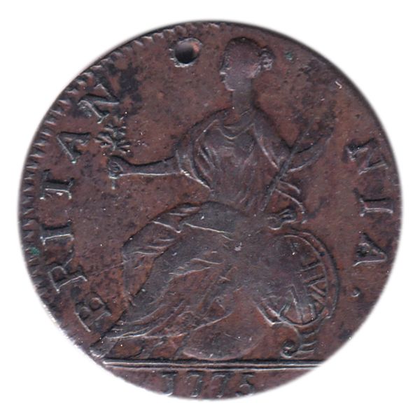 Great Britain 1775 Half Penny EF (Holed)