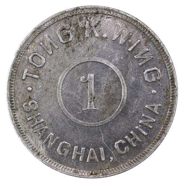 China-Shanghai 1920 Tong K. Wing 1 Dollar Aluminum Token. 38mm diameter
