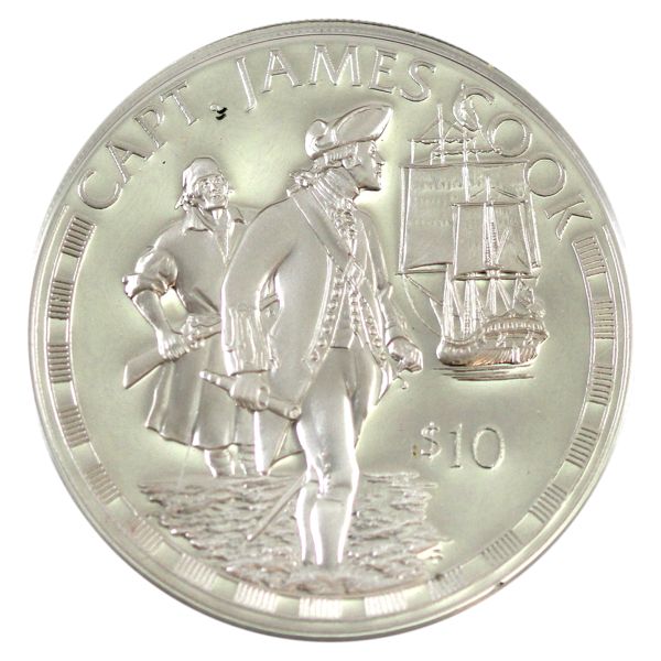 Cook Islands 1994 $10 Captain James Cook Commemorative Sterling Silver Coin