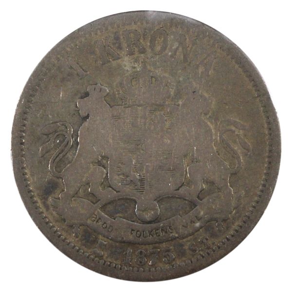 Norway Silver 1875 1 Krone VG-F (Impaired)