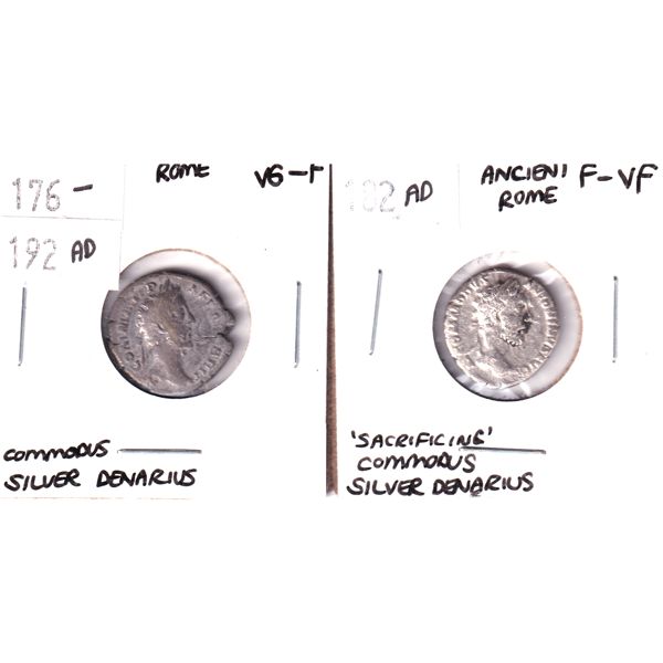 182 AD & 176-192 AD Ancient Rome Silver Denarius. 2pcs