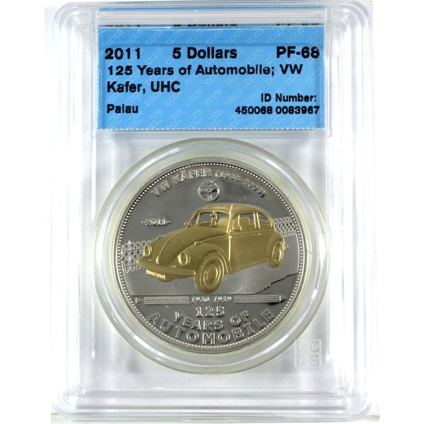 Palau Silver 2011 $5 125 Years of Automobiles-VW Kafer CCCS PF68 UHC