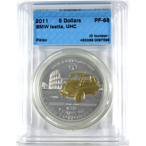 Palau Silver 2011 $5 125 Years of Automobiles-BMW Isetta CCCS PF68 UHC