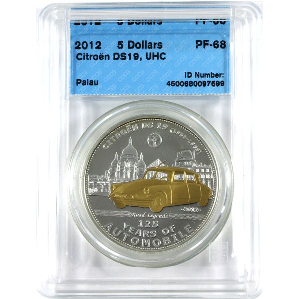 Palau Silver 2012 $5 125 Years of Automobiles-Citroën DS19 CCCS PF68 UHC