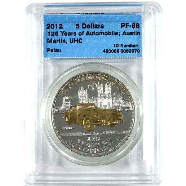 Palau Silver 2012 $5 125 Years of Automobiles-Aston Martin DB5 CCCS PF68 UHC