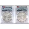 Image 1 : Pair of USA 2021 1oz Fine Silver Eagles - Type 1 & Type 2 Both PCGS MS70. 2pcs (Tax Exempt)