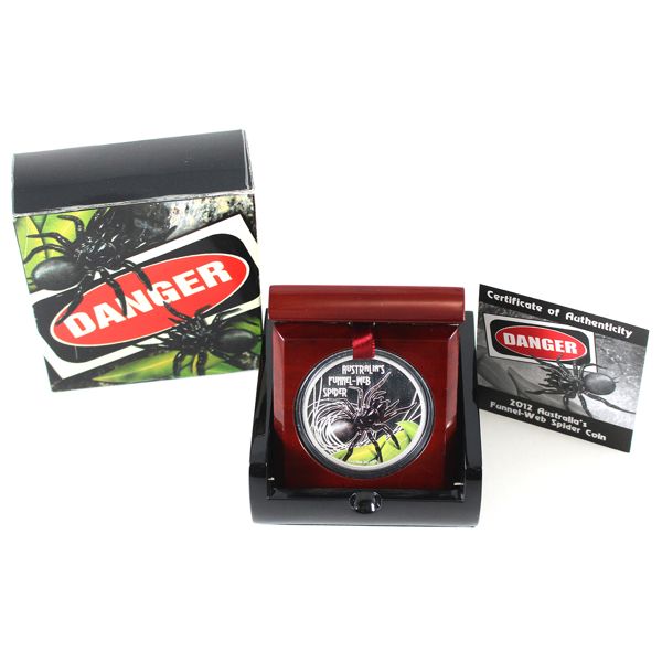 Tuvalu Silver 2012 $1 Australia's Funnel-Web Spider in Original Case w/ COA (Tax Exempt)