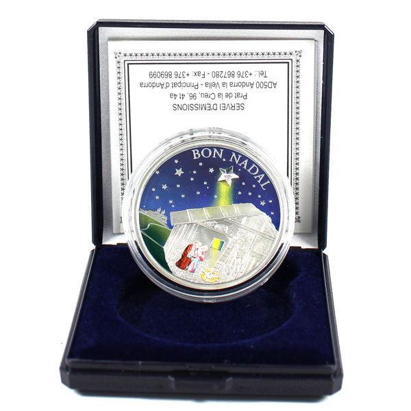 Andorra 2011 5 Diners Bon Nadal Sterling Silver Coin w/ Swarovski® Crystal