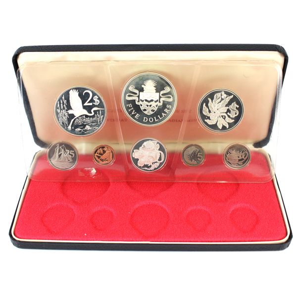 Cayman Islands 1974 8-coin Proof Set in Original Display Box. Minted by the Royal Canadian Mint