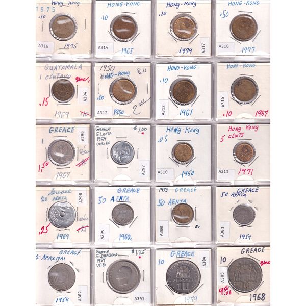 World Mixed Denomination 1922-1978  Bulk Collection in 4x20-Pocket Sheets. 80pcs.