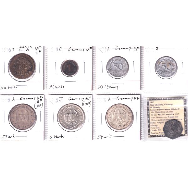 Germany Mixed Denomination 1916-1936 Bulk Collection in 8-Pocket Sheet 8pcs. 