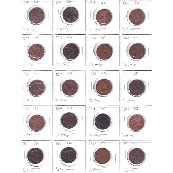 Great Britian Mixed Denomination 1876-1939 3x 20-Pocket Sheets. 60pcs. 