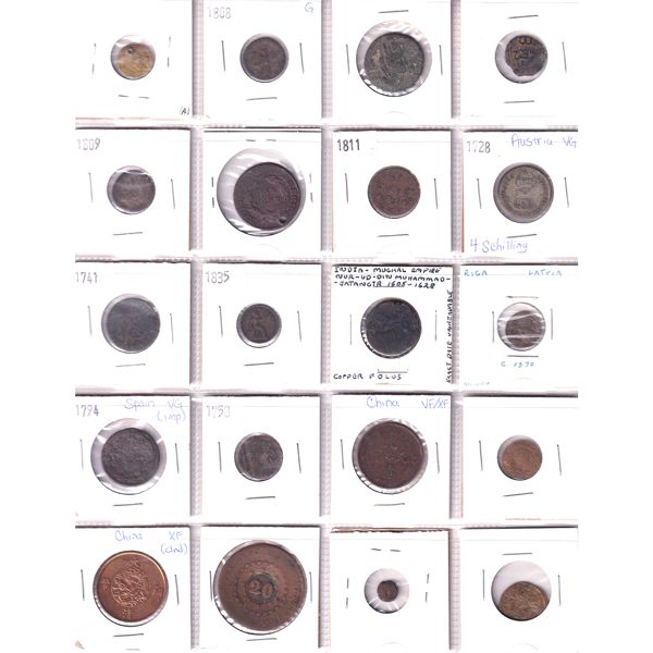 World Mixed Denomination 1741-1835 Bulk Collection in 20-Pocket Sheet 20pcs.