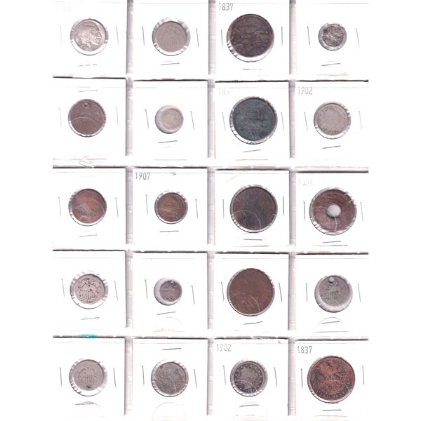 USA Mixed Denomination 1837-1937 Bulk Collection in 2x 20-Pocket Sheets 40pcs. 
