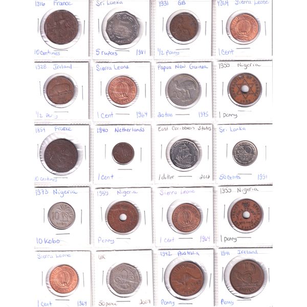 World Mixed Denomination 1854-2012 Bulk Collection in 3x 20-Pocket Sheets. 60pcs.