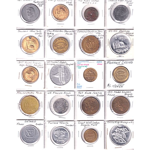 World Bulk Collection of Assorted Tokens. 59pcs. 