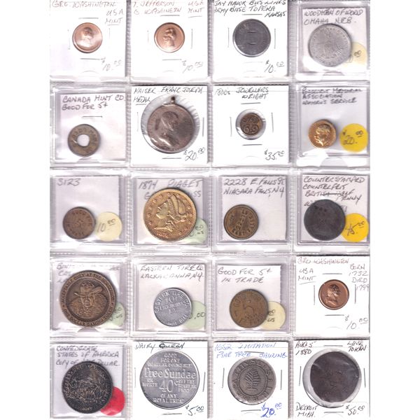 World Bulk Collection of Assorted Tokens. 20pcs. 