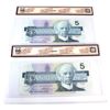 Image 2 : BC-56b & BC56c 1986 $5 BCS GEM UNC Original. 2pcs.
