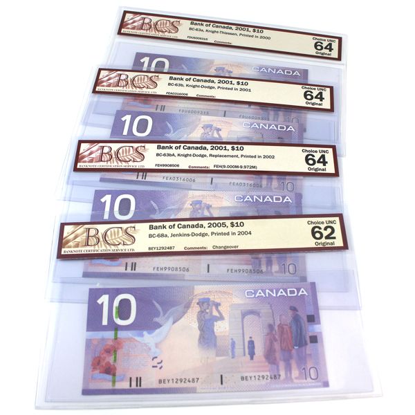 2001 & 2005 $10 BCS CUNC62 to CUNC 64 Original. 4pcs. 