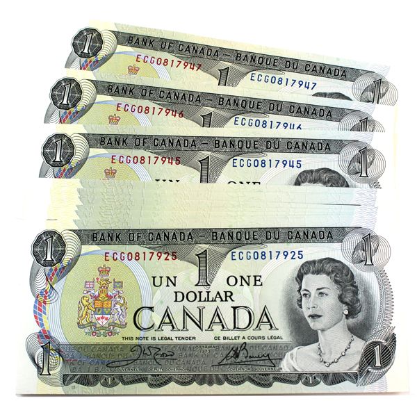 23x BC-46b 1973 $1 Crow-Bouey Notes In Sequence SN: ECG0817925 to ECG0817947. 23pcs. 