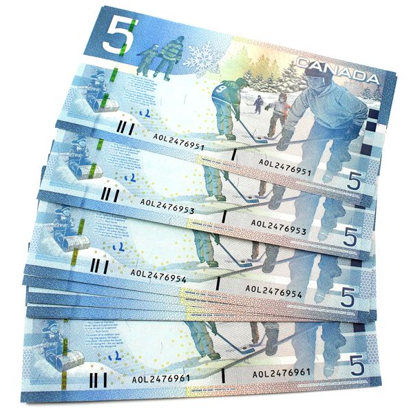 11x BC-67a $5 Jenkins-Dodge Notes In Sequence SN: AOL2476951 to AOL2476961. 11pcs. 