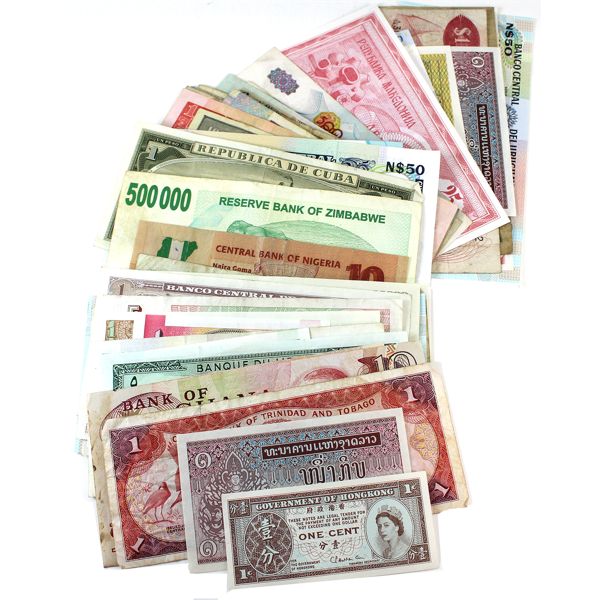World Mixed Denomination Bulk Collection of Mixed Bank Notes. 53pcs. 